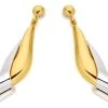 9ct Gold Two Colour Drop Earrings - Total 30mm Drop - EXCLUSIVE - G1856