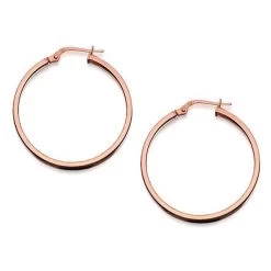 9ct Rose Gold Hoop Earrings - 25mm - G2179