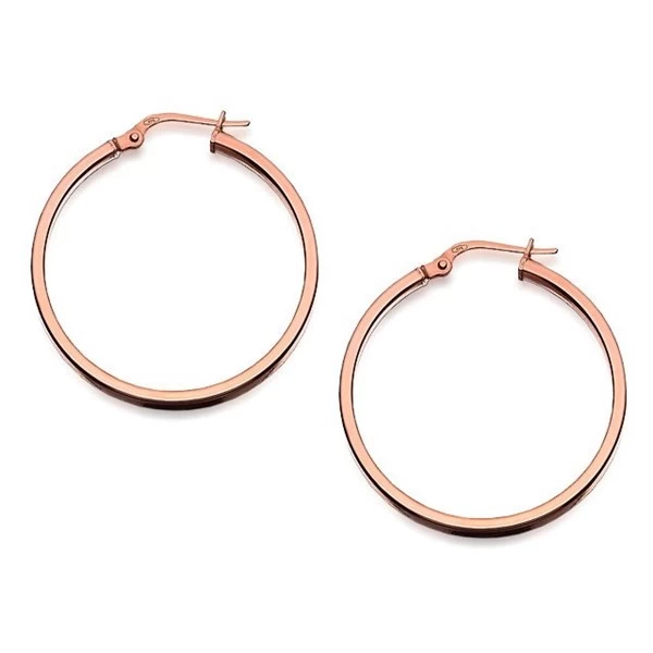 9ct Rose Gold Hoop Earrings - 25mm - G2179
