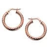 9ct Rose Gold Textured Hoop Earrings - 20mm - G2405