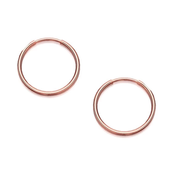 9ct Rose Gold Hoop Earrings - 14mm - G2425