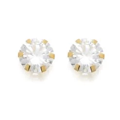 9ct Gold Cubic Zirconia Solitaire Stud Earrings - 5mm - G2702