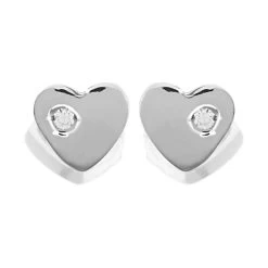 9ct White Gold Cubic Zirconia Heart Stud Earrings - 5mm - G27122