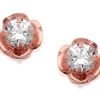 9ct Rose Gold Cubic Zirconia Flower Stud Earrings - 6mm - G2713