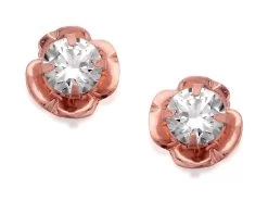 9ct Rose Gold Cubic Zirconia Flower Stud Earrings - 6mm - G2713