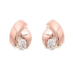 9ct Rose Gold Cubic Zirconia Twist Stud Earrings - 8mm - G2740