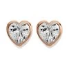 9ct Rose Gold Cubic Zirconia Heart Stud Earrings - 5mm - G2746