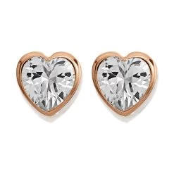 9ct Rose Gold Cubic Zirconia Heart Stud Earrings - 5mm - G2746