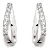 9ct White Gold Cubic Zirconia Flattened Loop Earrings - 10mm - G2754