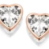 9ct Rose Gold Cubic Zirconia Heart Stud Earrings - G2759