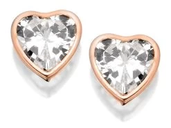 9ct Rose Gold Cubic Zirconia Heart Stud Earrings - G2759
