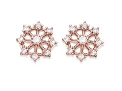 9ct Rose Gold Cubic Zirconia Catherine Wheel Earrings - G2769