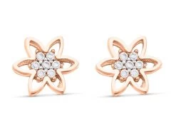 9ct Rose Gold Cubic Zirconia Flower Stud Earrings - 6mm - G2777