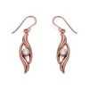 9ct Rose Gold Cubic Zirconia Flame Hook Wire Drop Earrings - 29mm Drop - G2820