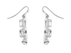 9ct White Gold Cubic Zirconia Hook Wire Earrings - 40mm Drop - G2848