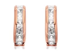 9ct Rose Gold Cubic Zirconia Half Hoop Earrings - 12mm - G2911