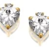 9ct Gold Heart Cubic Zirconia Stud Earrings - 6mm - G2927