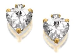 9ct Gold Heart Cubic Zirconia Stud Earrings - 6mm - G2927