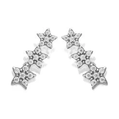9ct White Gold Cubic Zirconia Star Stud Earrings - 11mm - G2932
