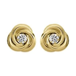 9ct Gold Cubic Zirconia Knot Stud Earrings - 9mm - G2941