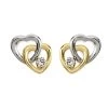 9ct Gold Two Colour Cubic Zirconia Heart Stud Earrings - 8mm - G2944