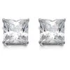9ct White Gold Princess Cut Cubic Zirconia Stud Earrings - 7mm - G3242