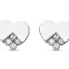 9ct White Gold Cubic Zirconia Heart Stud Earrings - 5mm - G3275