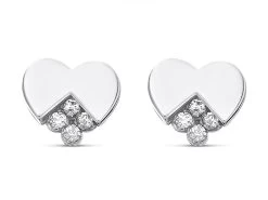 9ct White Gold Cubic Zirconia Heart Stud Earrings - 5mm - G3275