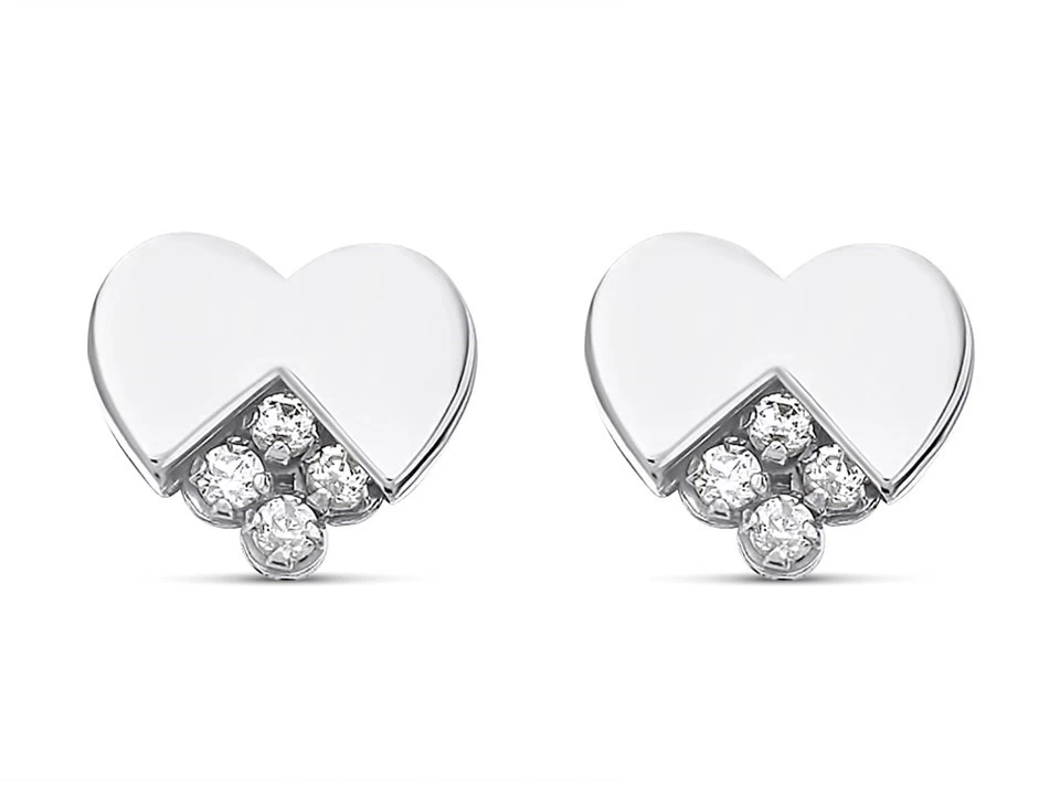 9ct White Gold Cubic Zirconia Heart Stud Earrings - 5mm - G3275