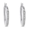 9ct White Gold Cubic Zirconia Hoop Earrings - 15mm - G3279