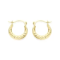 9ct Gold Creole Hoop Earrings - 10mm - G41104