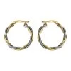 9ct Gold Two Colour Twisted Hoop Earrings - 24mm - G41149