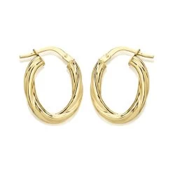 9ct Gold Twist Hoop Earrings - 20mm - G41163