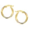 9ct Gold Two Colour Twist Hoop Earrings - 19mm - G4141