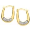 9ct Gold Crystal Creole Hoop Earrings - 16mm - G4196