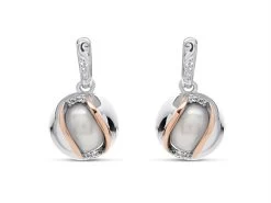 Clogau Silver And 9ct Rose Gold Oyster Pearl Earrings - G44180