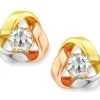 9ct Three Colour Gold Cubic Zirconia Knot Earrings - 7mm - G4615