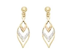 9ct Gold Three Colour Drop Earrings - 33mm Drop - G4814