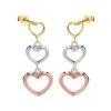 9ct Gold Three Colour Heart Drop Earrings - 25mm Drop - G4816
