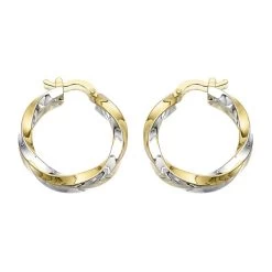 Aureus 9ct Gold Bonded Two Colour Twist Hoop Earrings - G6019