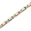 9ct Gold Three Colour Kisses Bracelet - 7.25in - EXCLUSIVE - G6428