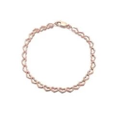 9ct Rose Gold Hearts Bracelet - 7.25in - G6437