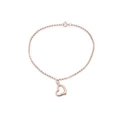 9ct Rose Gold Heart Charm Bracelet - G6441