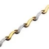 9ct Two Colour Gold Wave Link Bracelet - 7.5in - G6505