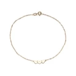 9ct Rose Gold Triple Heart Anklet - 9in - G7917