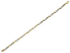 9ct Gold Two Colour Cubic Zirconia Figure Of Eight Bracelet - 7.5in - G8307