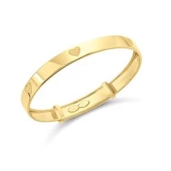 9ct Gold Heart Expanding Baby Bangle - G8442