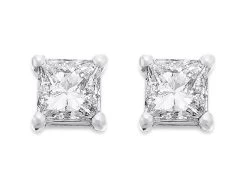 18ct White Gold Diamond Solitaire Stud Earrings - 1.01ct Per Pair - I/I2 - H1052