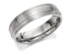 Titanium Matt Finish Double Groove Ring - 6mm - J1112