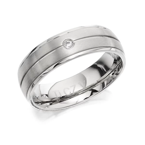 Titanium Cubic Zirconia Band Ring - 7mm - EXCLUSIVE - J1146